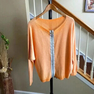 Gigi Moda Kyle Zip Front Cardigan in Shimmer Peach Color OS